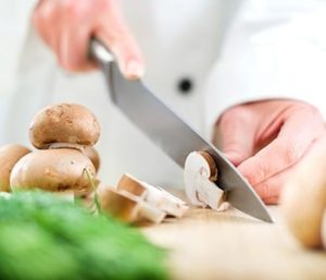 Mushrooms Being Cut