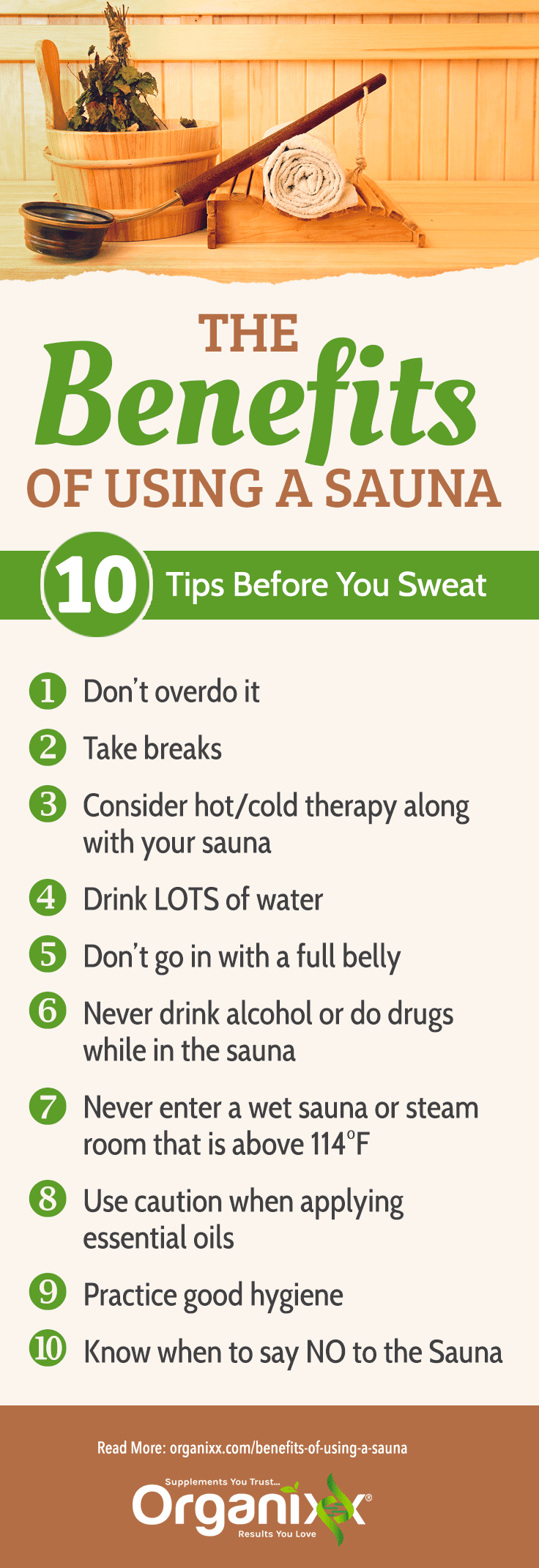 infographic with list of sauna health benefits