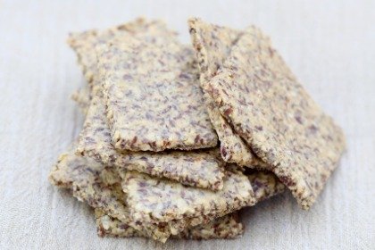 stack of homemade flax crackers