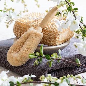 scrub your body with a loofa or brush