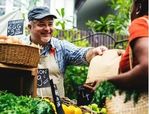 customer shopping at farmers market
